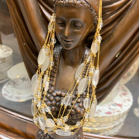 Givenchy Multi-strand Clear Frosted Crystal with Gold-tone Accents - Picture 1 of 8